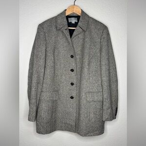 Taloray Women’s Wool‑Cashmere Blend Blazer 16W Grey Tweed Longline Career Coat